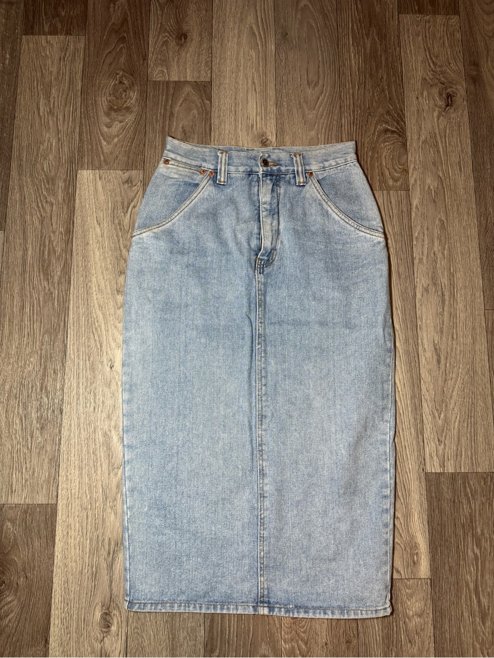 Vintage Bill Blass Pleated Midi Denim Skirt Size Small